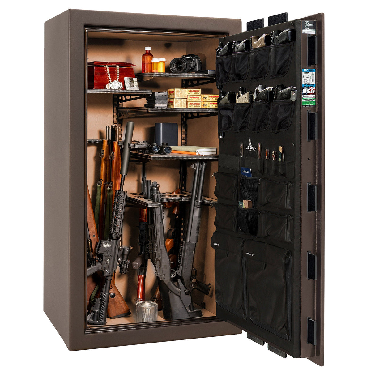 Franklin Series | Level 5 Security | 110 Minute Fire Protection | 40 | DIMENSIONS: 66.5&quot;(H) X 36&quot;(W) X 27.5&quot;(D*) | Textured Bronze | ProFlex Modular Shelving – Open Door 