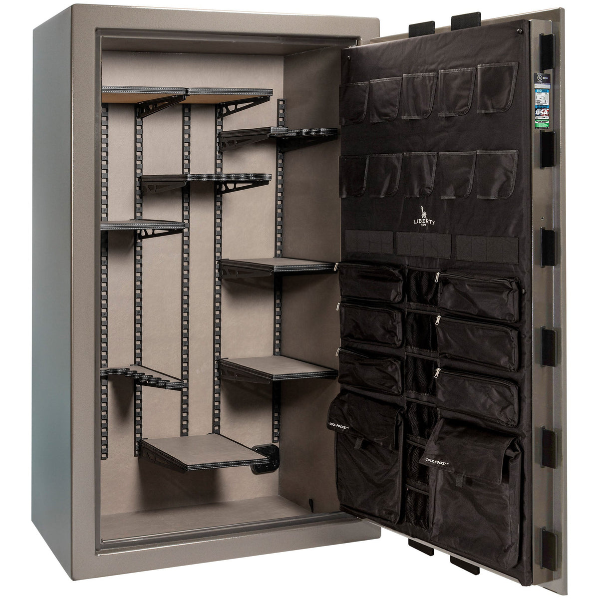 Franklin Series | Level 5 Security | 110 Minute Fire Protection | 50 | DIMENSIONS: 72.5&quot;(H) X 42&quot;(W) X 27.5&quot;(D*) | Gray Marble | ProFlex Modular Shelving - Open Door Empty